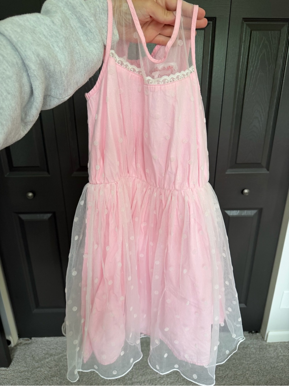 Pink American girl Polka Dot Tulle Girls Dress